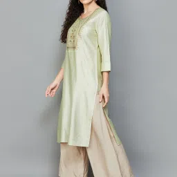 Melange by Lifestyle Mint Green Embellished Straight Kurta image 3