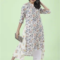 Rangmanch by Pantaloons Off-White Printed Straight Kurta image 4