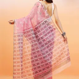 Aditri Lavender Rose Aftab Handloom Kota Doria Handblock Print Saree image 3