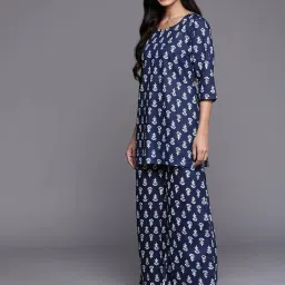 Libas Navy Blue Cotton Printed Pyjama Sets image 3