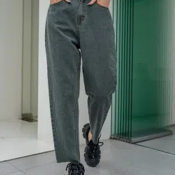 Kotty Grey Cotton Lycra Solid Jeans image 3