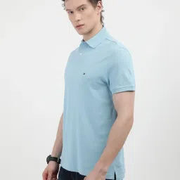 Tommy Hilfiger Blue Cotton Regular Fit Polo T-Shirt image 3