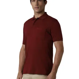 Louis Philippe Maroon Cotton Regular Fit Polo T-Shirt image 3