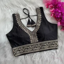 HERE&NOW Sequin Embroidered Readymade Saree Blouse-picture-16