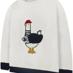 Cherry Crumble By Nitt Hyman White Patch Work Embroidered Regular Fit Pullover image 3