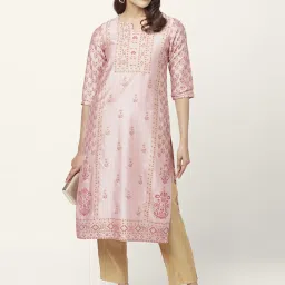 Rangmanch by Pantaloons Pink Printed Straight Kurta image 4