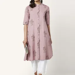 Rangmanch by Pantaloons Purple Cotton Printed A Line Kurta image 4