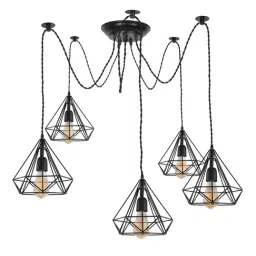 Homesake 5 Arms Spider Black Metal Adjustable DIY Pendant Light - Set of 1 (Bulb not included)-picture-12