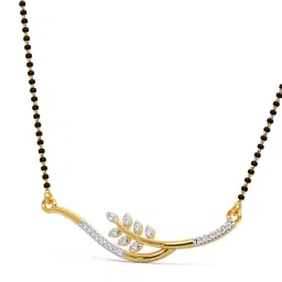 Candere by Kalyan Jewellers 18k Yellow Gold and Diamond Tanmanyas Pendant with Chain for Women image 4