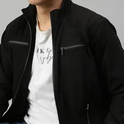 VOXATI Black Regular Fit High Neck Jacket image 4