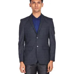 AD by Arvind Navy Notched Lapel Check Blazer-image-4