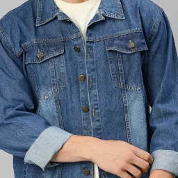 VOXATI Blue Regular Fit Shirt Collar Denim Jacket image 4