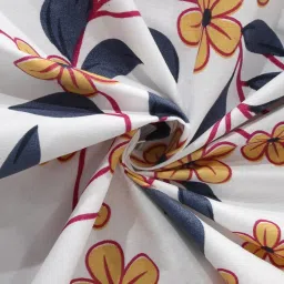 Klotthe Printed White & Orange 300 TC Cotton Blend King Bed Sheet with 2 Pillow Covers image 4