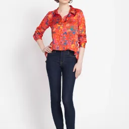SHAYE Red Floral Print Shirt image 4