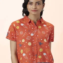 People by Pantaloons Orange Printed Shirt-picture-16