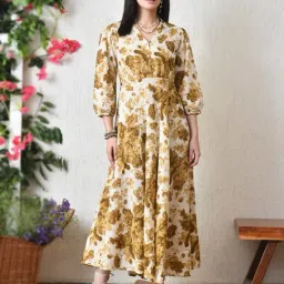 DECKEDUP White Cotton Printed Dress-image-34