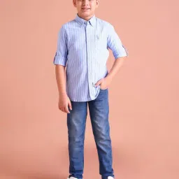 U.S. Polo Assn. Boys Light Blue Striped Full Sleeves Shirt-picture-36