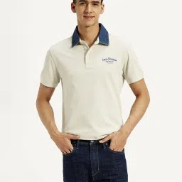Levi's Off White Cotton Slim Fit Polo T-Shirt image 3