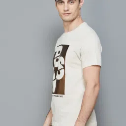 BOSSINI Beige Cotton Regular Fit Printed T-Shirt image 3
