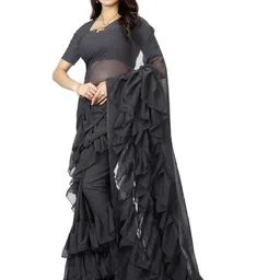 F FASHION Gotta Patti Pure Georgette Saree-image-4