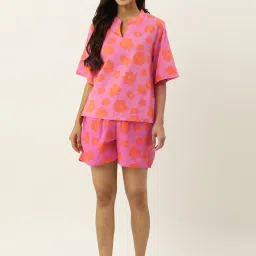 Secret Wish Pink Printed Top Shorts Set image 4