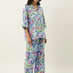Secret Wish Blue Printed Shirt Pyjamas Set image 4