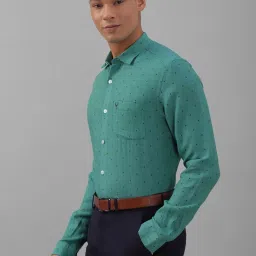 Allen Solly Green Linen Slim Fit Printed Shirt image 3