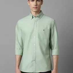 Louis Philippe Green Cotton Slim Fit Shirt-image-80