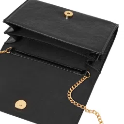 Accessorize London Black Textured Small Sling Handbag image 4