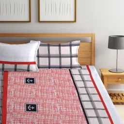 Klotthe Printed Red 210 TC Cotton Blend Double 2 Bed Sheets with 4 Pillow Covers image 4