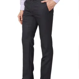 Raymond Black Slim Fit Checks Trousers image 3
