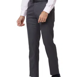 Raymond Grey Slim Fit Checks Trousers image 3