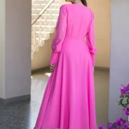 Label Shaurya Sanadhya Baby Pink Georgette Gown image 3