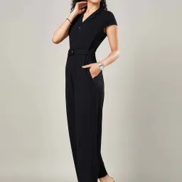 Annabelle by Pantaloons Black Plain Jumpsuit image 3