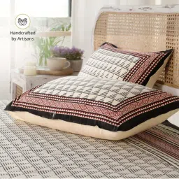 Peepul Tree Maroon & Beige Cotton 280 TC Double Bedsheet with 2 Pillow Covers image 3