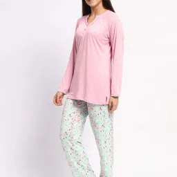 MADAME M Secret Pink Plain Night Suit image 3