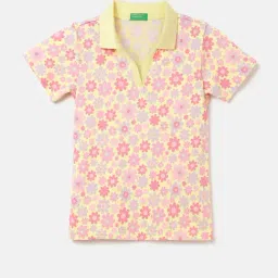 United Colors of Benetton Kids Multicolor Floral Print Polo T-Shirt-image-25