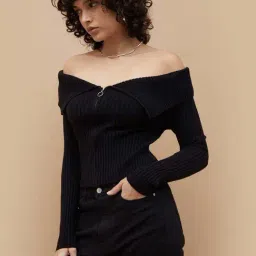 Ginger By Lifestyle Black Regular Fit Sweater-image-28