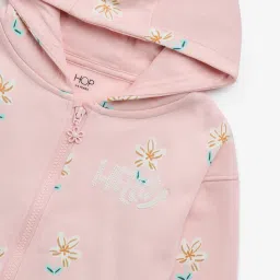 HOP Kids by Westside Pink Floral Printed Cotton Blend Sweatshirt image 3