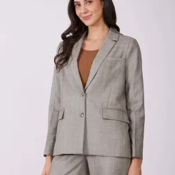 Fablestreet Grey Polyester Chequered Blazer image 3