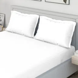 DDecor Spectrum Bedding Solid White 180 TC Cotton Double Bedsheet with 2 Pillow Covers image 4