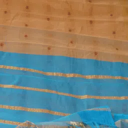 Unnati Silks Beige Cotton Woven Saree With Unstitched Blouse image 3