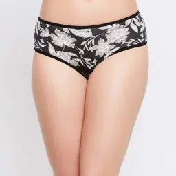 Clovia Black Cotton Floral Print Hipster Panty-picture-32