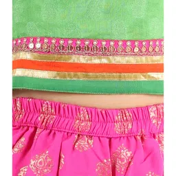 TWISHA Kids Green & Pink Self Design Top with Dhoti image 4