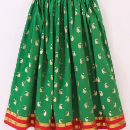 TWISHA Kids Red & Green Self Design Top with Ghagra image 4