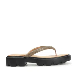 Iconics Women's Beige Thong Sandals image 3