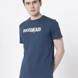 Red Tape Deep Blue Cotton Regular Fit Printed T-Shirt image 3