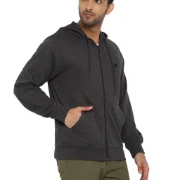 Turtle Charcoal Grey Regular Fit Self Pattern Hooded Sweatshirt image 4