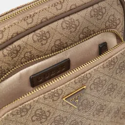 Guess Men Beige Printed PU Crossbody Bag image 3