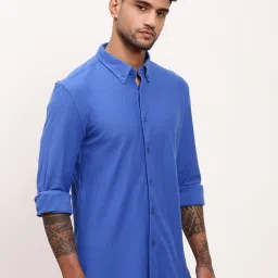 showoffff Showoff Blue Cotton Slim Fit Shirt image 3